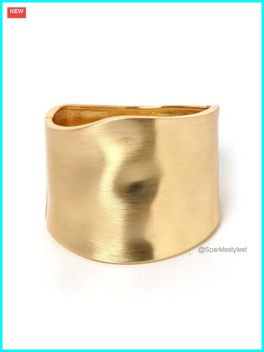 14K Gold Plated Bangle Bracelets Trendy Wide Hinged Stackable